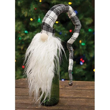 Long Hat Black & White Santa Head Wine Bottle Topper - The Fox Decor